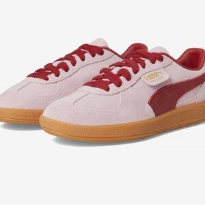 Like-new women’s Puma Palermo Pink and Burgundy Suede Sneakers, size 9